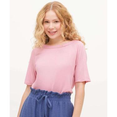 Imagem de Blusa Feminina Básica Manga Curta Marisa-06036, Rosa, GG