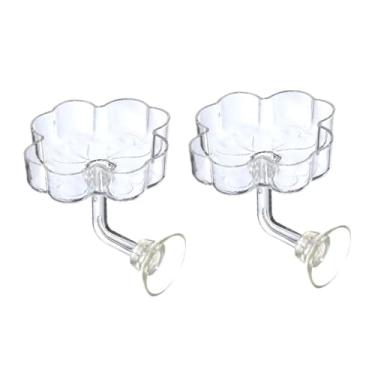 Imagem de Stgfyxgs Conjunto de 2 comedouros para camarão de aquário em acrílico transparente em formato de flor para peixes pequenos, Flor de Quatro Pétalas