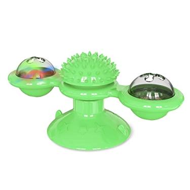 Imagem de Brinquedos de Gato Moinho Interativo com Catnip para Gatos Interior Divertidos Filhotes Luz LED Copo Sucção Brinquedo Cat Nip Mastigação e Exercício TPR Massagem Limpeza Dentes Redução Ansiedade Aumen