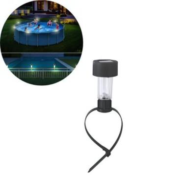Imagem de Kit Luminaria Solar Balizador Espeto Led Prata Decoração Quintal Pisci