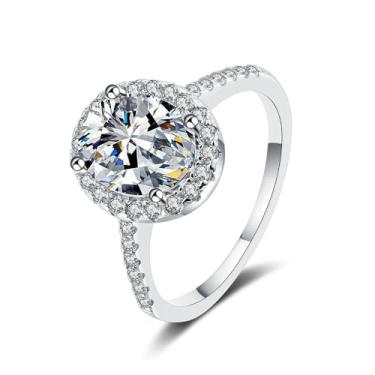 Imagem de Presente de Dia dos Namorados Anel feminino prata esterlina S925 anel de ovo de pomba Moissanite 1 quilate anel de casamento com moissanite tamanho 20