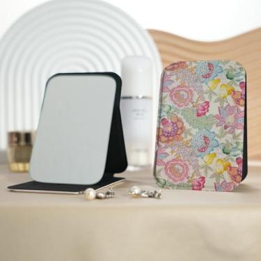 Imagem de Espelho de maquiagem portátil da série Bohemian Pattern, mini espelho de maquiagem portátil dobrável, espelho de contorno quadrado portátil vertical, adequado para todos usarem em várias ocasiões