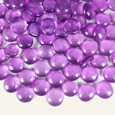 Imagem de Ocefeiyue Pedras de vidro roxas contas planas de mármores para enchimento de vasos, espalhadores de mesa de festa de casamento, decoração de casa, artesanato, arranjos florais, castiçais, 425 g