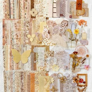 Imagem de 148 peças de papel e adesivos vintage para scrapbooking, papel texturizado em relevo, 4 pacotes de materiais de scrapbook para diário, enfeites, agenda, cartão