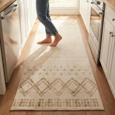 Imagem de Muddy Mat Tapetes tribais laváveis de 0,9 m x 2,1 m para sala de estar, quarto e sala de jantar – Tapete moderno macio e antiderrapante – Tapetes dobráveis à prova d'água para animais de estimação