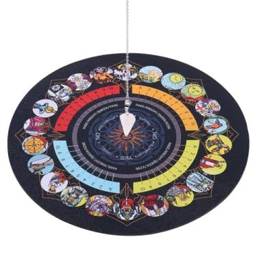 Imagem de HOBBIESAY 1Set Divination Mat Altar Tarot Card Pad Dowsing Pendulum Ceremony Rubber Mat with 1 Crystal Dowsing Pendulum Necklace for Altar Supplies Pendulums Board Dowsings Divination