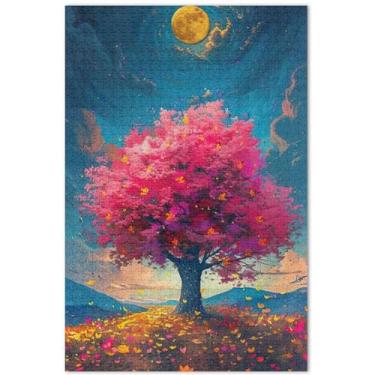 Imagem de Flores da primavera, prado, árvore, 500 peças, quebra-cabeças para adultos, família, amantes, presentes, quebra-cabeças difíceis de desenho animado, 51 x 35 cm