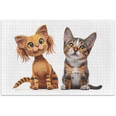 Imagem de Quebra-cabeça adulto isolado contra gato e cachorro 500 peças presentes para elefante branco jogo exclusivo animal floral