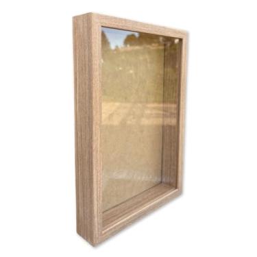 Imagem de Moldura Caixa Alta Com Vidro Expositora Folhas Secas Bordados Quadros Quilling Scrapbook - Revestida - 1,5X4,5(Maple,20X30 cm)