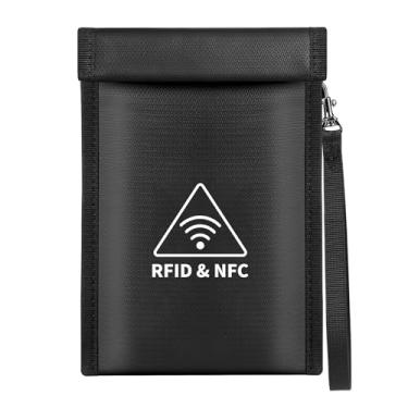 Imagem de Pacote com 2 bolsas Faraday para telefone, bloqueador de sinal de grau militar, gaiola Faraday para chave de carro, bolsa antirastreamento com bloqueio de RFID para privacidade de dispositivos móveis