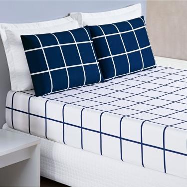 Imagem de Jogo De Cama Lençol 200 Fios Austin Queen 03 Peças - Marinho
