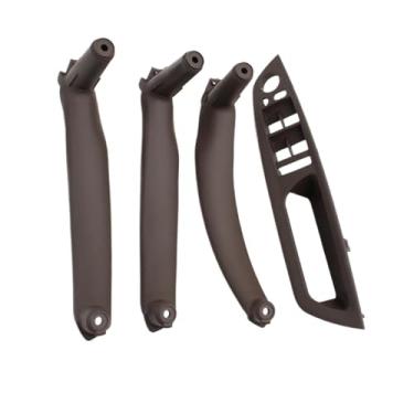 Imagem de 4 pçs conjunto carro frente motorista maçaneta da porta braço capa interior puxar painel guarnição compatível para bmw x5 x6 e70 e71 2007-2013(Moka RHD 4PCS SET)