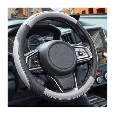 Imagem de FALVFUN Capa de volante de carro, protetor de volante de veículo de aderência suave estilo esportivo com forro antiderrapante, interior automotivo confortável, ajuste universal (preto cinza)