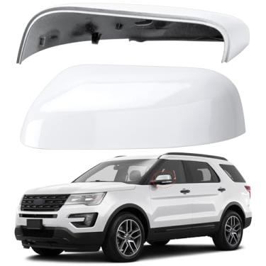 Imagem de LOIYLLEN Substituição da capa do espelho do lado do motorista para Ford Explorer 2016 2017 2018 2019 - Capas de espelho do lado esquerdo, acessórios da tampa do espelho retrovisor branco