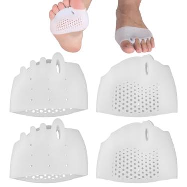 Imagem de 4 separadores de bico de silicone, espaçadores de bico branco, divisórias macias e confortáveis com orifícios respiráveis, ferramenta reutilizável para os pés para homens e mulheres