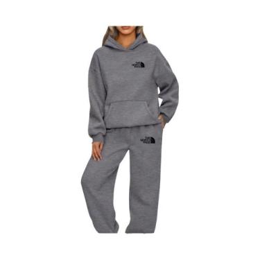 Imagem de Conjunto De Moletom Com Capuz Feminino De Alta Qualidade Estampa Casua