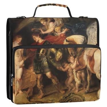 Imagem de Rubens Prints Perseus Andromeda 3 fichários de anel D de 3,8 cm com zíper, bolsa escolar com alça de ombro, estojo de armazenamento com alça de ombro e alça
