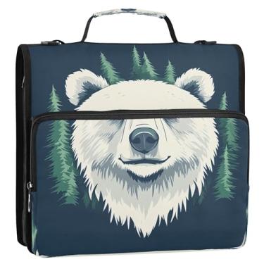 Imagem de Organizador de fichário com 3 anéis com zíper azul escuro Forest Bear para documentos de escritório
