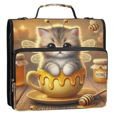 Imagem de Fichário organizador de 3 anéis com zíper e alça de ombro para portfólio escolar com suporte para 500 folhas