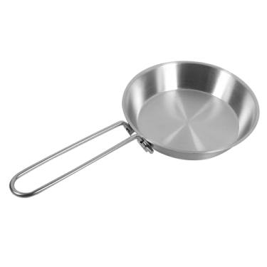 Imagem de Healifty Frigideira dobrável portátil de aço inoxidável, antiaderente, multiuso para fritar ovos para acampamento e viagens, aquecimento rápido, panqueca e panela de carne