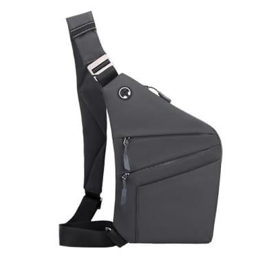 Imagem de Bolsa de peito masculina antifurto - Mochila de ombro único nas axilas, bolsa transversal segura, Ombro esquerdo cinza, One Size