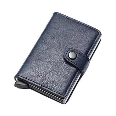 Imagem de Carteira Compacta Masculina Em Couro PU Com RFID, Porta-Cartões Com Fe