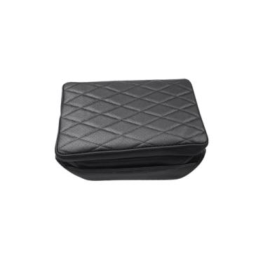 Imagem de RUIANTE Capa de console central compatível com Nissan Rogue 2ª geração 2014-2020 dupla camada de couro napa protetor de braço com 2 bolsas de armazenamento acessórios (losango preto)