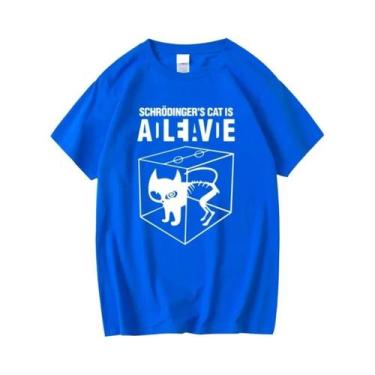 Imagem de Camiseta Masculina De Algodão Com Estampa De Gato De Schrödinger, Mang