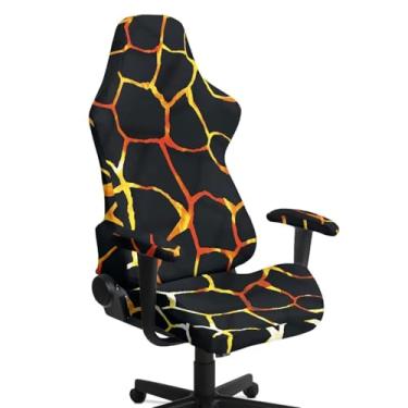 Imagem de YUVAMAGIMO Capa de cadeira elástica para jogos com estampa 3D com apoio de braço, capa de ajuste universal para cadeiras de computador de escritório, conjunto de 4 peças, tecido elástico resistente a