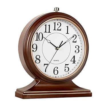 Imagem de Relógio de mesa, relógio de prateleira, relógio de mesa, luminoso, relógio de quartzo, vintage, ornamentos silenciosos, sem tique-taque, operado por bateria