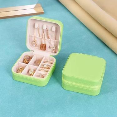Imagem de Caixa de joias pequena, organizador de estojos de viagem, presentes personalizados, acessórios de joias para adolescentes, presente de Natal para mulheres, verde matcha