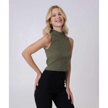 Imagem de Blusa Cropped Feminina Halter Neck Gola Alta Marisa-15025, Verde, P