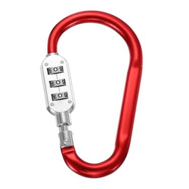 Imagem de PATIKIL Fechaduras combinadas de 11 cm, clipe de combinação de bloqueio de 3 dígitos, cadeado de anel em D para mala, bagagem, viagem, mochila, cabo, elo, corrente de capacete, vermelho