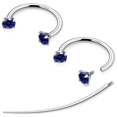 Imagem de Tvalccoy F136 titânio 20/18/16/14 g Ferradura nariz septo lábio orelha piercings 8/10/12 mm cartilagem hélice daith brincos joias para mulheres homens, 14g*3/8in(10mm), Metal, Zircônia cúbica