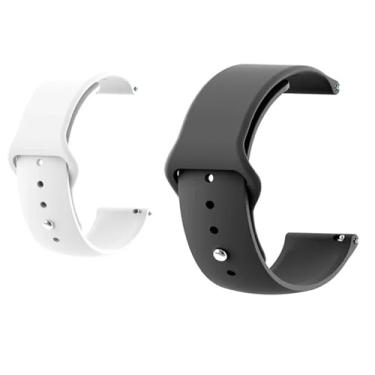 Imagem de Kit 02x Pulseiras de Silicone Lisa 22mm (BRANCA, PRETA) Para Smartwatch A.mazfit Balance 2 - Tela 1.5