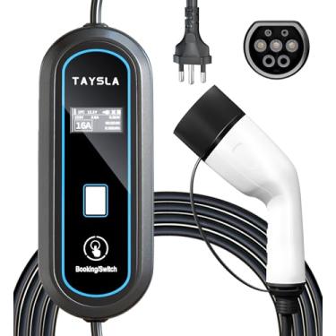 Imagem de Portátil Carregador Carro Eletrico TAYNIU Phantom 3,5KW 8A 10A 13A 16A Tipo 2 5M Cabo De Com Tela LED WallBox Plug BR Para Carro BYD Nissan Volvo Acessorios Veiculos