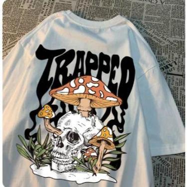 Imagem de Camiseta Costas Trapped Caveira Cabeça Cogumelo Streetwear! - Dinka, p