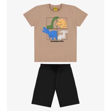 Imagem de Conjunto Infantil Camiseta com Bermuda Rovi Kids Marrom, 8, Marrom