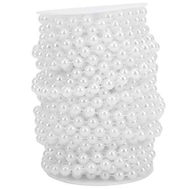 Imagem de Corda de pérolas 20m abs, contas de pérolas falsas, decoração diy, estilo de cabelo, festa de casamento, festivais, cor uniforme brilhante, acessórios de roupas duráveis (Branca)