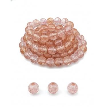 Imagem de DandS ltd Contas de vidro Crackle Lampwork para fabricação de joias, morango claro, pulseiras vibrantes, brincos, suprimentos de miçangas e kits de artesanato para joias artesanais, 80 peças de 10 mm