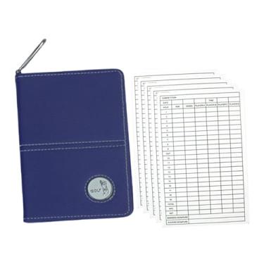 Imagem de predolo Porta-cartão de pontuação de golfe, livro de pontuação de golfe, couro PU leve, acessórios profissionais para marcar pontos, livro de distâncias para, Azul