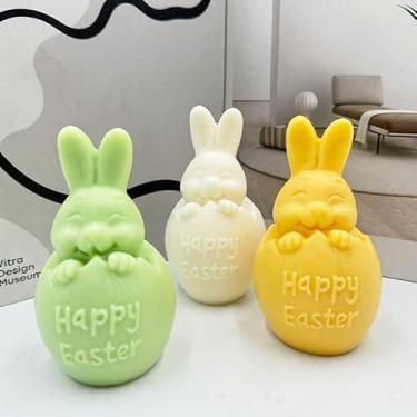 Imagem de Molde de silicone para vela de coelhinho da páscoa, molde de silicone para fabricação de velas, moldes de vela de coelho de ovo 3D, molde de resina, molde de fundição de resina, molde de páscoa para