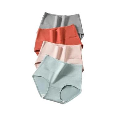 Imagem de Conjunto De 4 Calcinhas De Algodão plus Size De Cintura Alta, Confortá