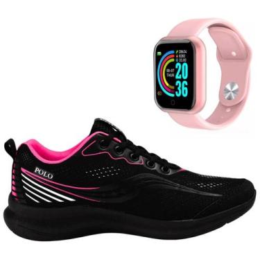 Imagem de Tênis Sport Polo Feminino com Relógio Inteligente, 40, Preto, Feminino