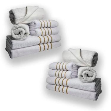 Imagem de Jogo De Toalhas 12pcs - 4 Banhos 4 Rosto 4 Tapetes Branco