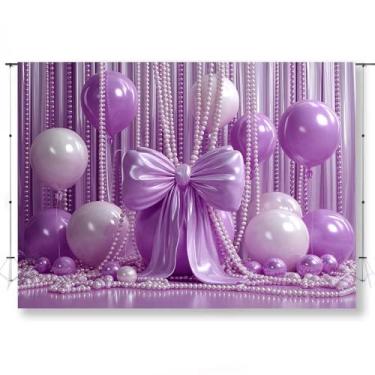 Imagem de KUKUSOUL Pano de fundo roxo de 1,8 m x 1,8 m, pano de fundo de fio de pérola, adereços de estúdio de fotos de casamento, decoração de cabine de fotos de aniversário de menina KUBYW215