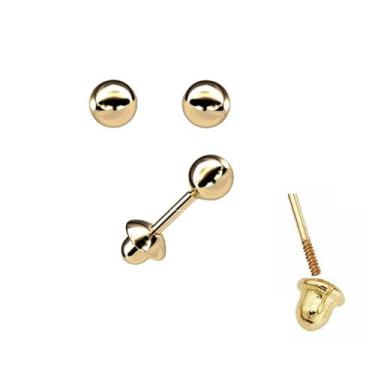 Imagem de Brinco Bolinha 2,5 milímetros recém nascido Tarraxa Rosca Ouro 18K 192