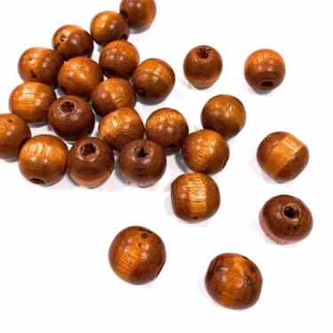 Imagem de Conta Bola de Madeira 22mm Coquinho Passante 250g Laranja Claro