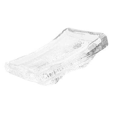 Imagem de Bandeja de vidro transparente para sushi: prato de cristal para sushi geta, prato de servir sobremesa, bandeja de exibição estilo japonês, prato de lanche, talheres