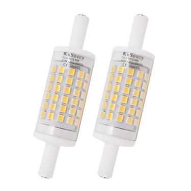 Imagem de Lâmpada de LED R7s 78 mm, KuSovcy 10W J-Type regulável J78 lâmpadas LED de extremidade dupla, branco quente 3000K 80W 90W 100W lâmpada de halogênio de substituição, lâmpada de base T3 R7s de 120V, pacote com 2